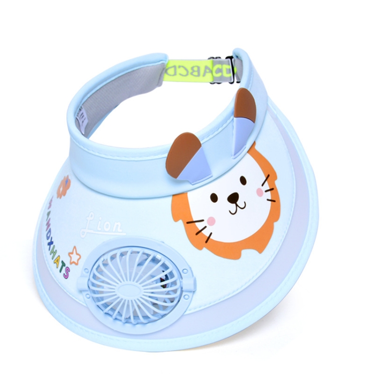 XBG-1053 With Fan Children Sun Hat Cartoon Sunscreen Empty Hat(Blue Lion)