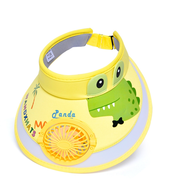 XBG-1053 With Fan Children Sun Hat Cartoon Sunscreen Empty Hat(Yellow Dinosaur)