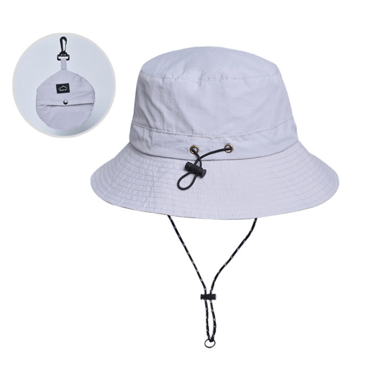 XBG-9225 Summer Waterproof Fisherman Hat Folding Storage Sun Protection Hat(Light Gray)