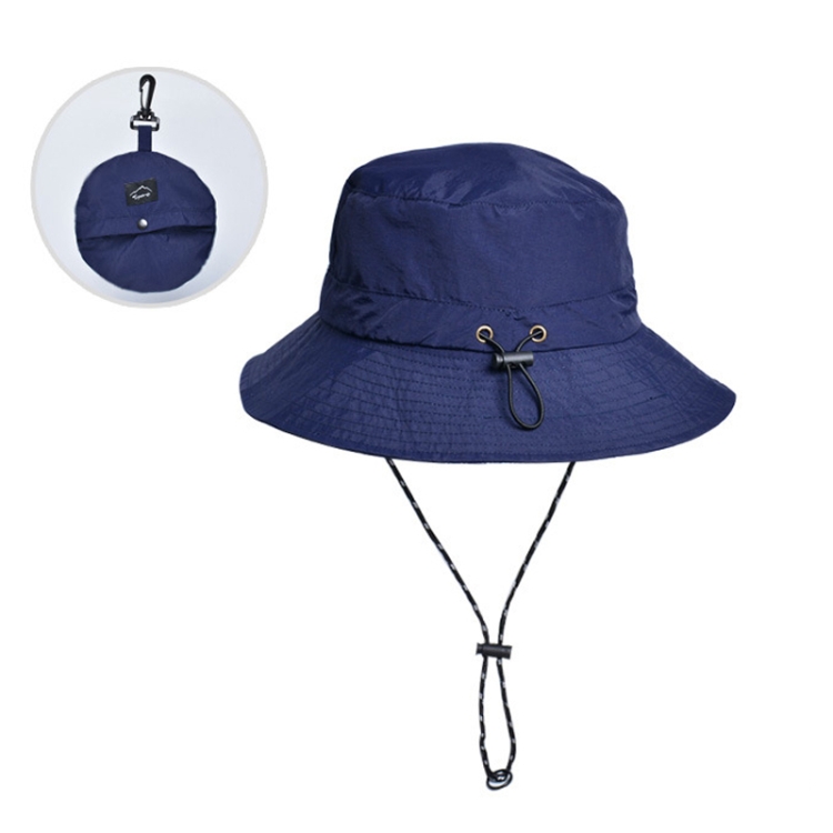 XBG-9225 Summer Waterproof Fisherman Hat Folding Storage Sun Protection Hat(Navy)