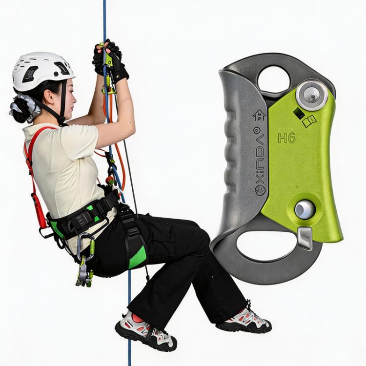 XINDA Rock Climbing Hand Ascender for 8-13mm Rope Ergonomic Handleless Design Climbing Gear for Arborist, Caving, SRT, Tree Climbing, and Rescue(Green Gray)