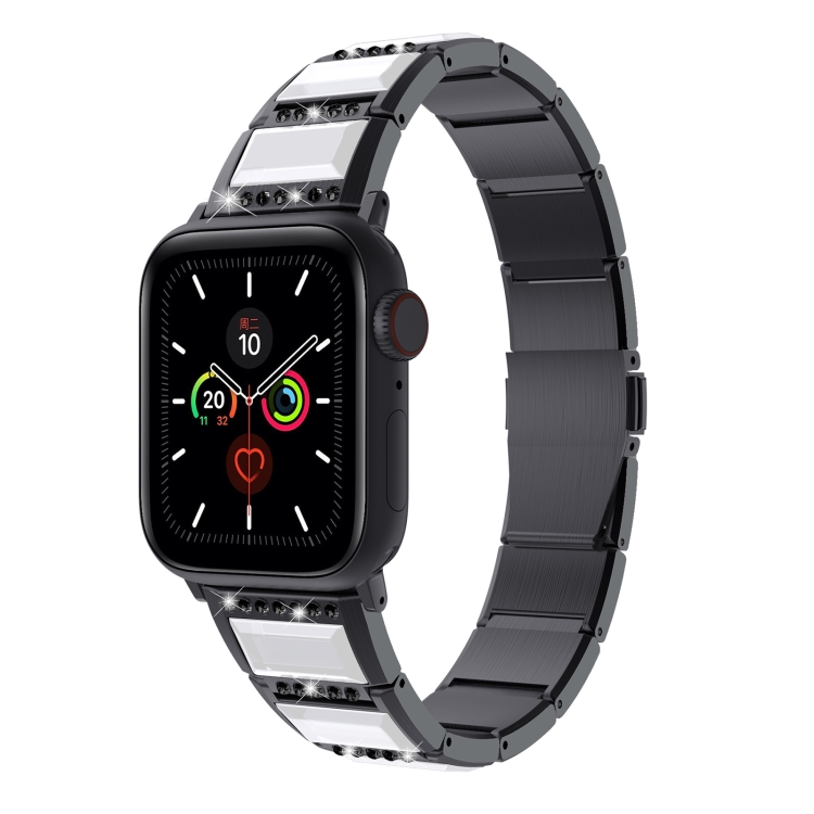 XingYao Series Two-tone Steel Watch Band For Apple Watch Series 9&8&7 41mm / SE 3&SE 2&6&SE&5&4 40mm / 3&2&1 38mm(Black+White)