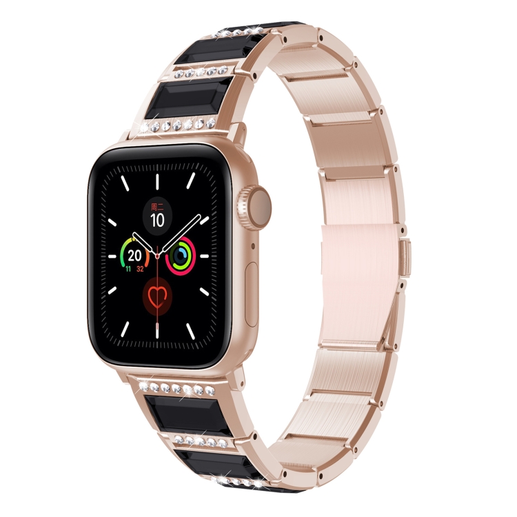 XingYao Series Two-tone Steel Watch Band For Apple Watch Series 9&8&7 41mm / SE 3&SE 2&6&SE&5&4 40mm / 3&2&1 38mm(Gold+Black)