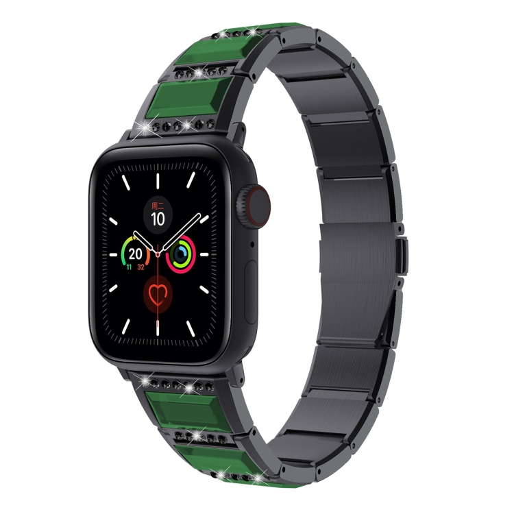 XingYao Series Two-tone Steel Watch Band For Apple Watch Ultra 49mm&Watch Ultra 2 49mm / Series 9&8&7 45mm / SE 3&SE 2&6&SE&5&4 44mm / 3&2&1 42mm(Black+Green)