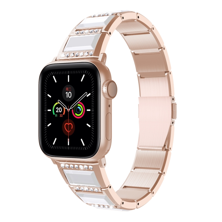 XingYao Series Two-tone Steel Watch Band For Apple Watch Ultra 49mm&Watch Ultra 2 49mm / Series 9&8&7 45mm / SE 3&SE 2&6&SE&5&4 44mm / 3&2&1 42mm(Gold+White)