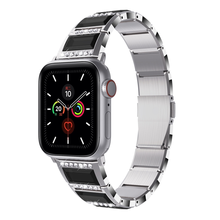 XingYao Series Two-tone Steel Watch Band For Apple Watch Ultra 49mm&Watch Ultra 2 49mm / Series 9&8&7 45mm / SE 3&SE 2&6&SE&5&4 44mm / 3&2&1 42mm(Silver+Black)