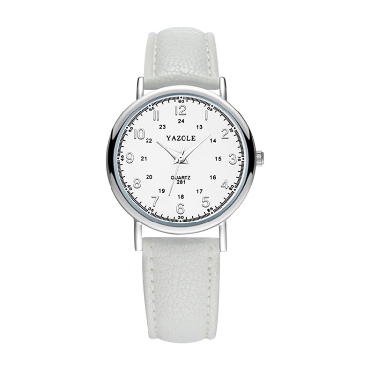 YAZOLE 281 Dual Digital Dial Simple Retro Business Couple Quartz Watch(Small White Tray White Belt)