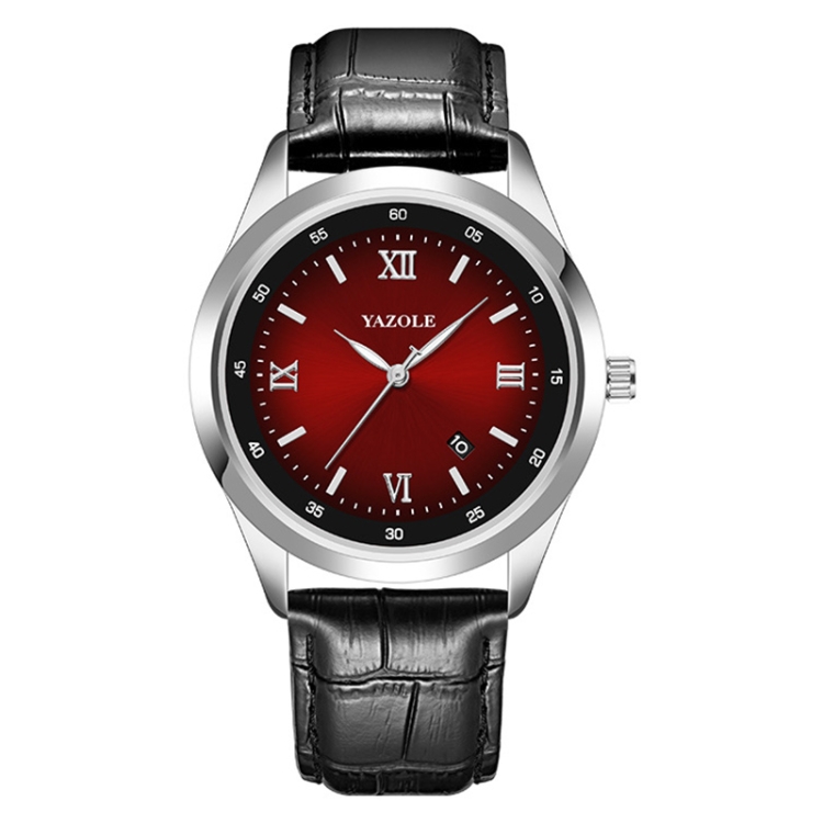 YAZOLE 552 Luminous Pointer Calendar Waterproof Quartz Watch(Roman+Red+Black)