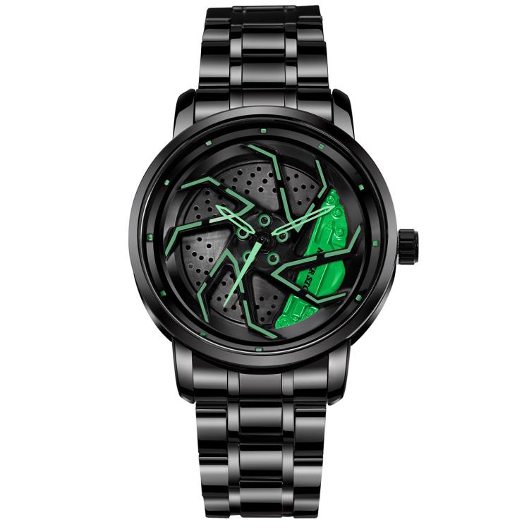 YAZOLE N942 Personalized Men Watch Rotating Skeleton Watch(Green)