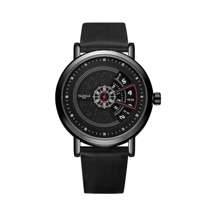 YAZOLE Turntable Men Quartz Watch(510 Black Tray Black Belt)
