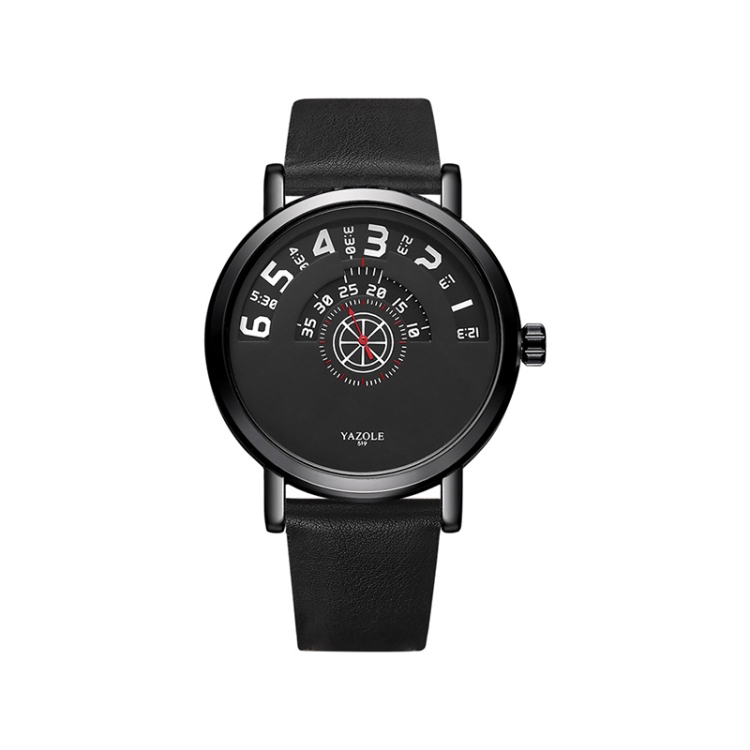 YAZOLE Turntable Men Quartz Watch(519 Black Tray Black Belt)