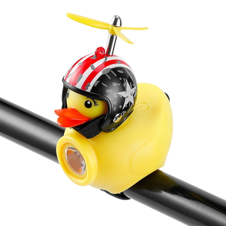 Yellow Duck Bike Bell Handlebar Headlight Car Ornaments Cycling Accessories Helmets Decor(Star Dot Helmet)