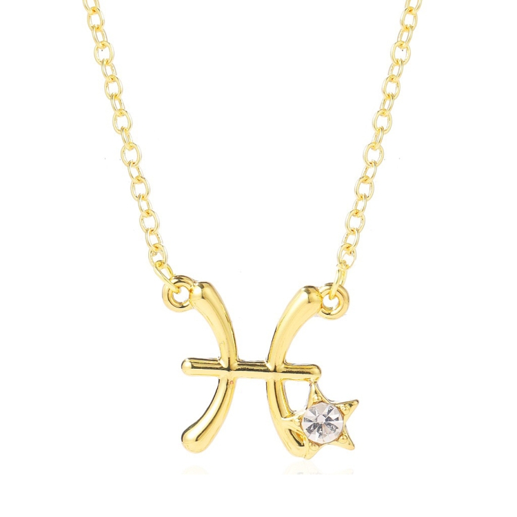 Zodiac Pattern Pendant Clavicle Chain Zodiac Diamond Necklace(N2204-12)