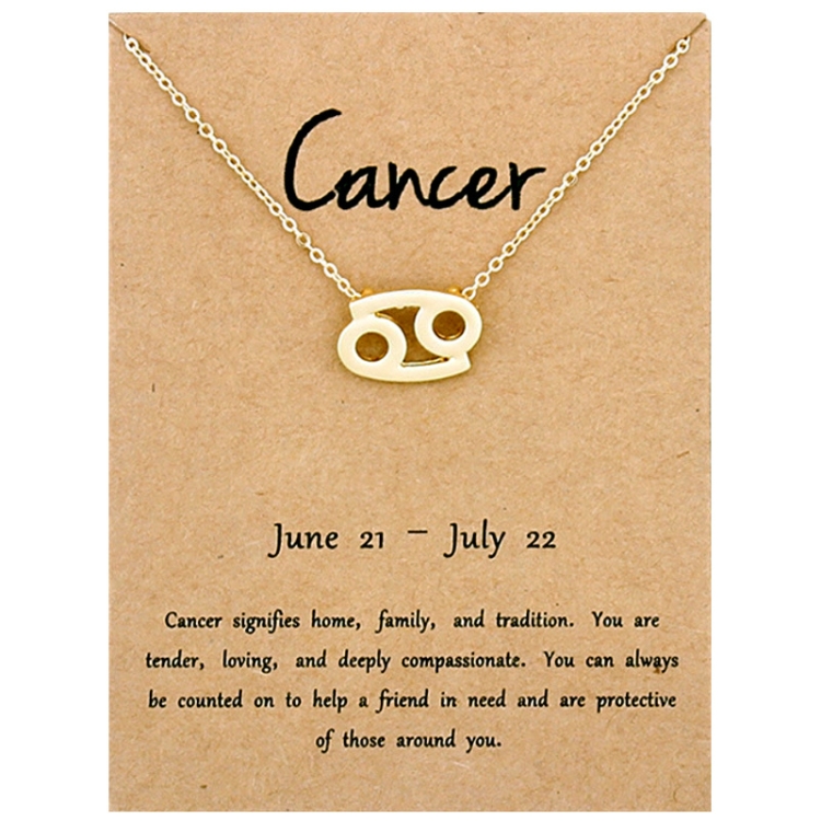 Zodiac Signs Necklace Electroplate Alloy Short Chain Jewelry, Style: Cancer Golden