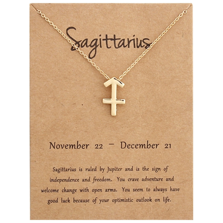 Zodiac Signs Necklace Electroplate Alloy Short Chain Jewelry, Style: Sagittarius Golden