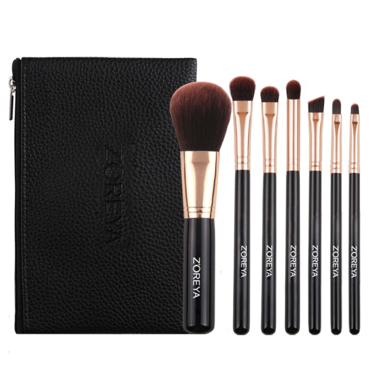 ZOREYA ZS744 7 In 1 Makeup Brush Set Beauty Tools Brush, Exterior color: Black + Bag