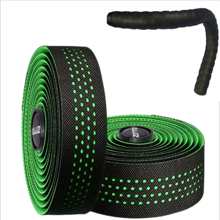 ZTTO Road Bike Handle Bar Tape Non-slip Anti-Vibration PU Leather Breathable Wear-resisting(Green)
